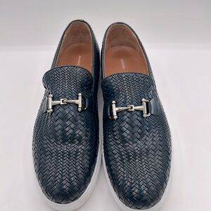 Marc Nolan Men’s Navy Woven Horse-Bit Sneakers sz 14